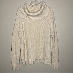 Banana Republic Cream Cowl Neck w/ Elbow Patches